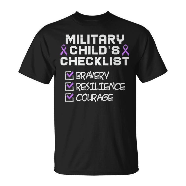 Military Child Month Purple Childs Checklist T-Shirt