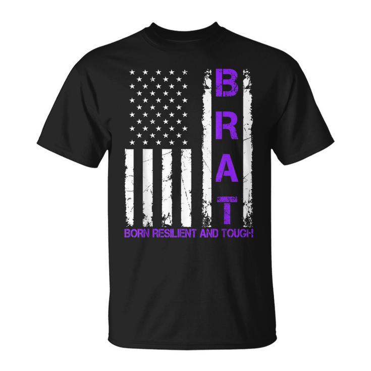 Military Child Us Flag Born Resilient And Tough Brat T-Shirt