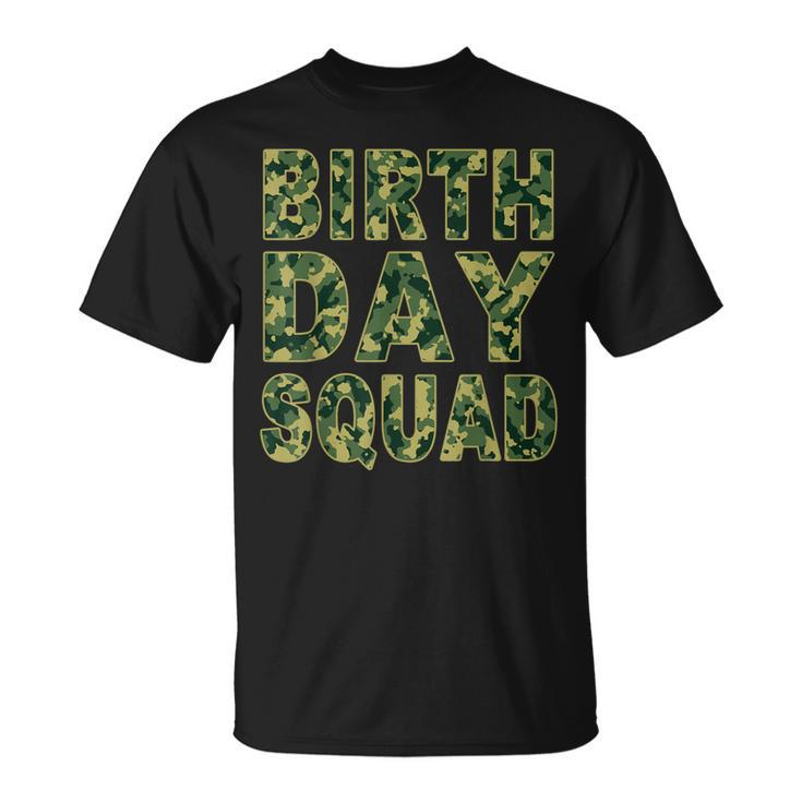 Military Green Camouflage Pattern Matching Birthday Squad T-Shirt