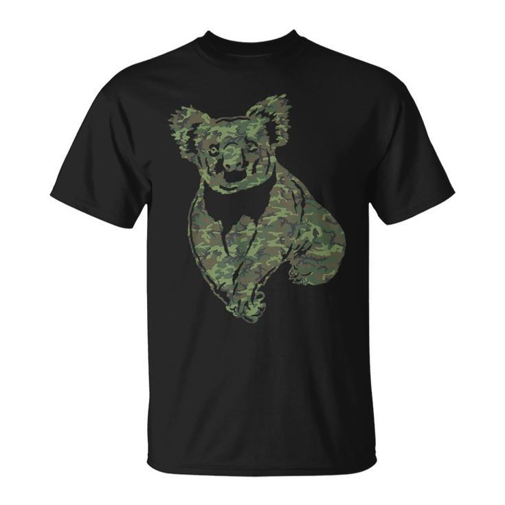 Military Koala Camo Print Us Bear Animal Veteran Men T-Shirt