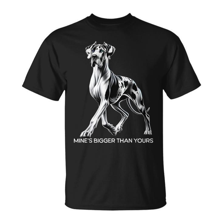 Mine's Bigger Than Yours Large Gentle Dog Lover Great Dane T-Shirt