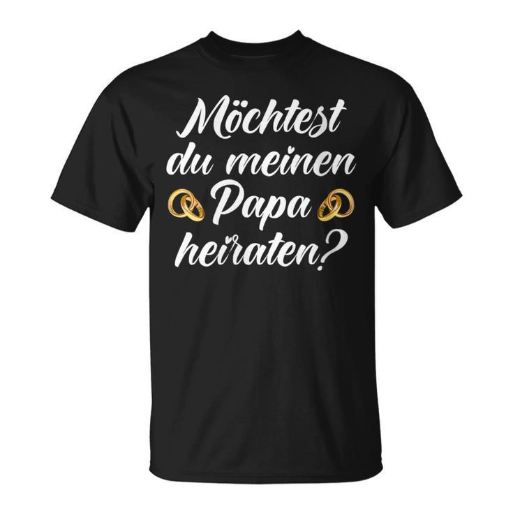 Möchtest Du Meinen Papa Hochzeitsantrag Heiratsantrag Mit-Ausschnitt T-Shirt