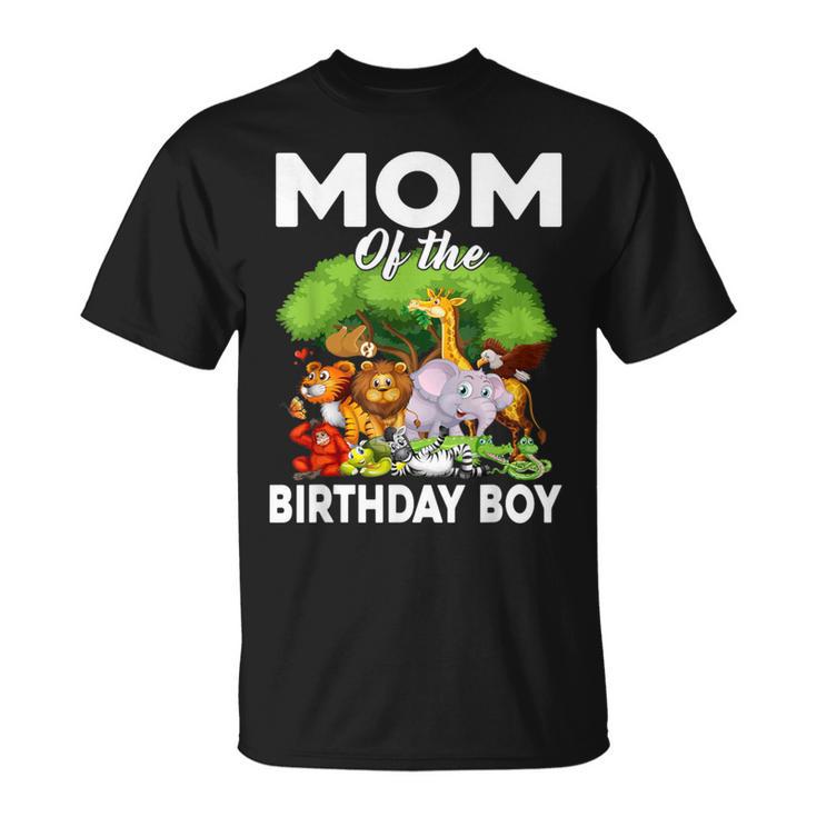 Mom Of The Birthday Boy Safari Zoo Bday Celebration Family T-Shirt