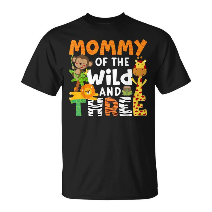 Mommy Of The Wild And Three Zoo Birthday Party Safari Theme T-Shirt