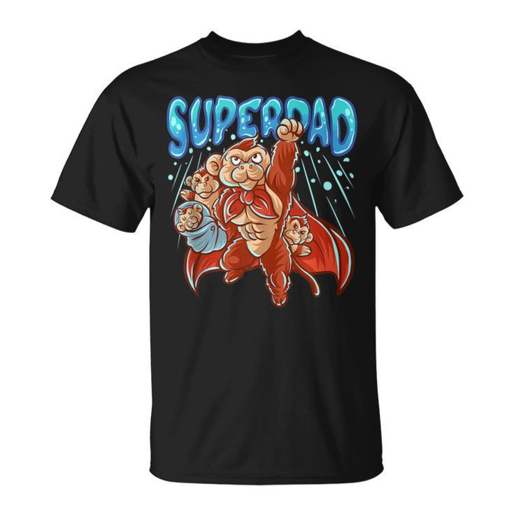 Monkey Dad Super Dad Superhero Daddy Chimpanzee Father's Day T-Shirt
