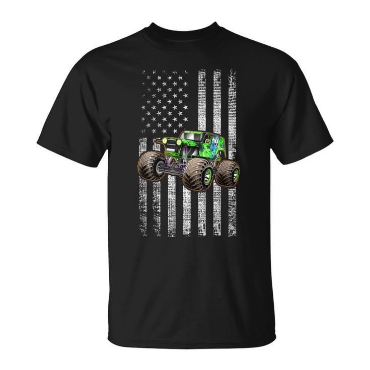 Monster Truck Are My Jam American Flag Usa Patriotic T-Shirt