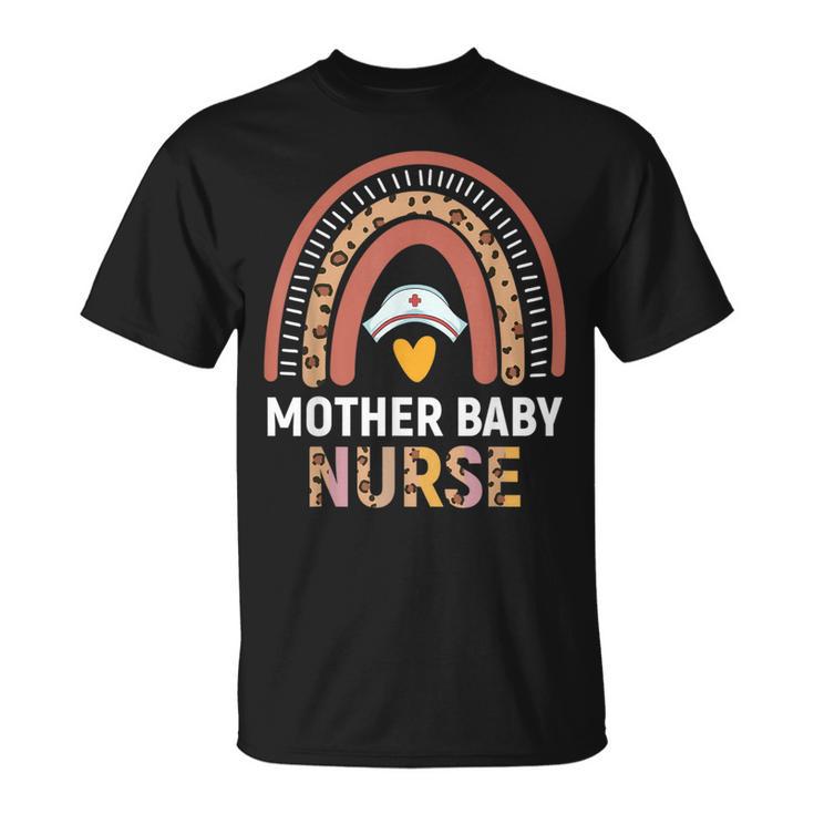 Mother Baby Nurse Leopard Rainbow Rn Registered Nurse T-Shirt