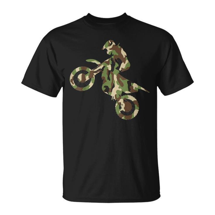 Motocross Dirt Bike Racing Camo Camouflage Boys T-Shirt