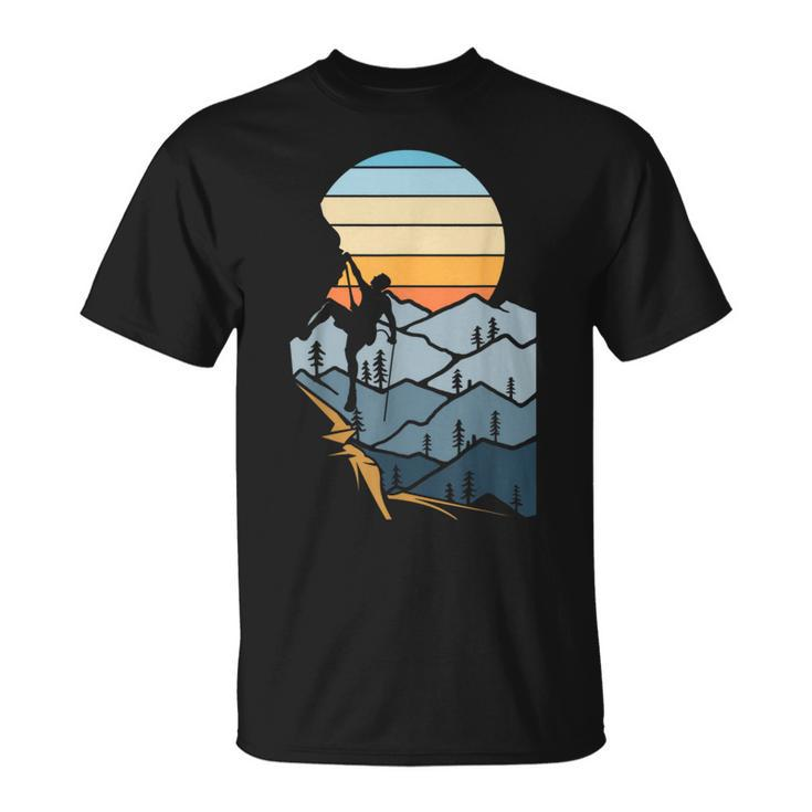 Mountain Climber Boulder Sports Hobby Retro Rock Climbing T-Shirt