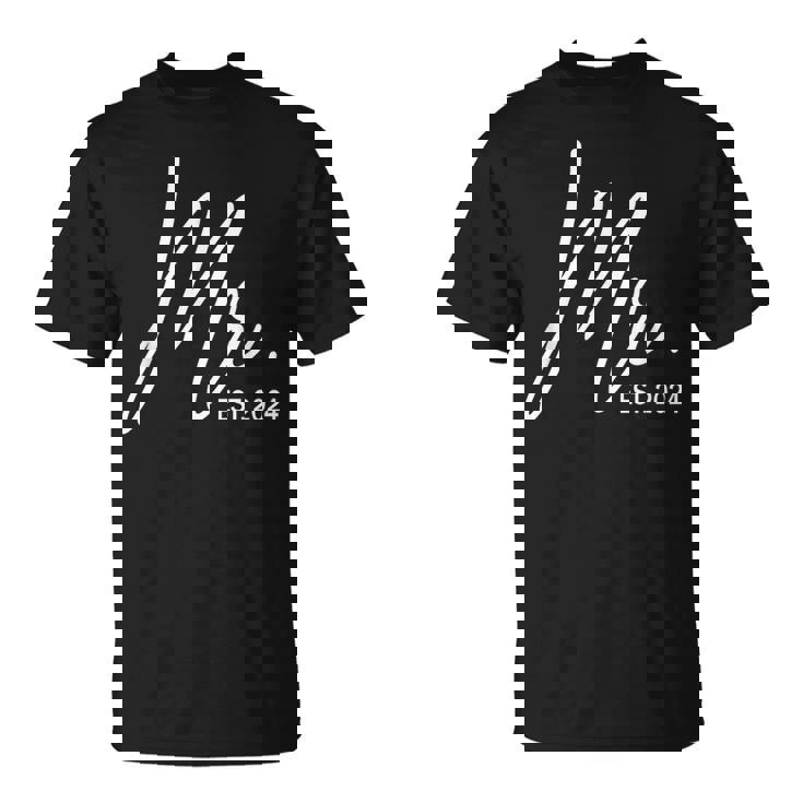 Mr Est 2024 Just Married Wedding Hubby Mr & Mrs Couple Men T-Shirt