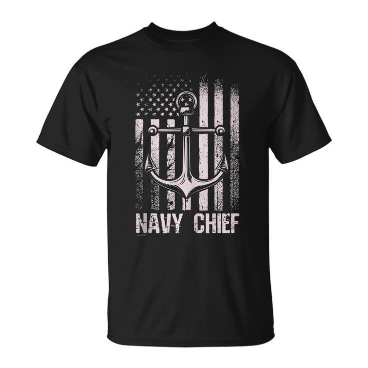 Navy Chief Us Flag And Anchor T-Shirt