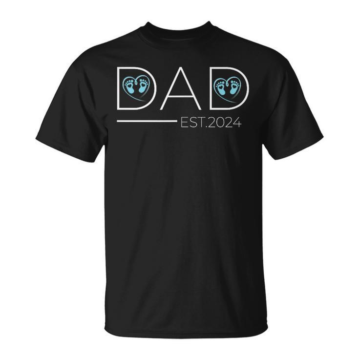 New Dad Est 2024 Ersteratertag 2024 Zum Papa Befördert T-Shirt