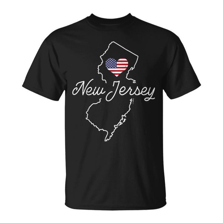 New Jersey Lover Love Nj State Flag New Jersey T-Shirt