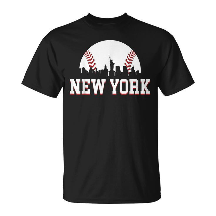 New York City Skyline Downtown Cityscape Baseball Sports Fan T-Shirt
