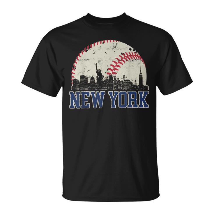 New York Retro Baseball Lover Met At Game Day T-Shirt