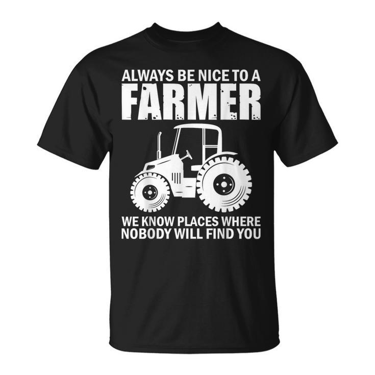 Be Nice To Farmer Tractor Rancher Farming T-Shirt