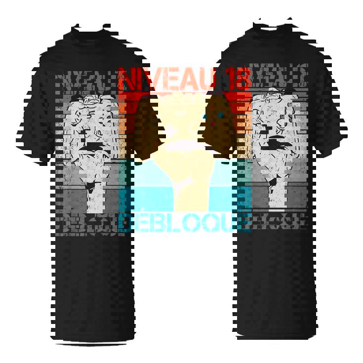 Niveau 18 Debloqué 18 Ans 18 Niveau Gamer Anniversaire T-Shirt