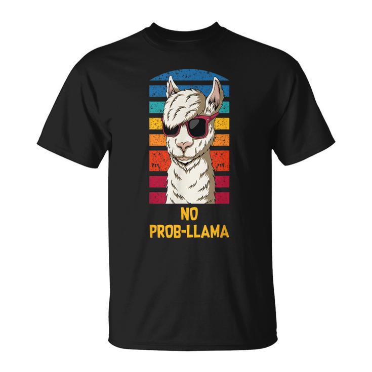 No Prob-Llama Word Play Lama Alpaca Vintage T-Shirt