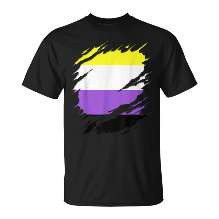 Non-Binary Enby Pride Flag Ripped T-Shirt