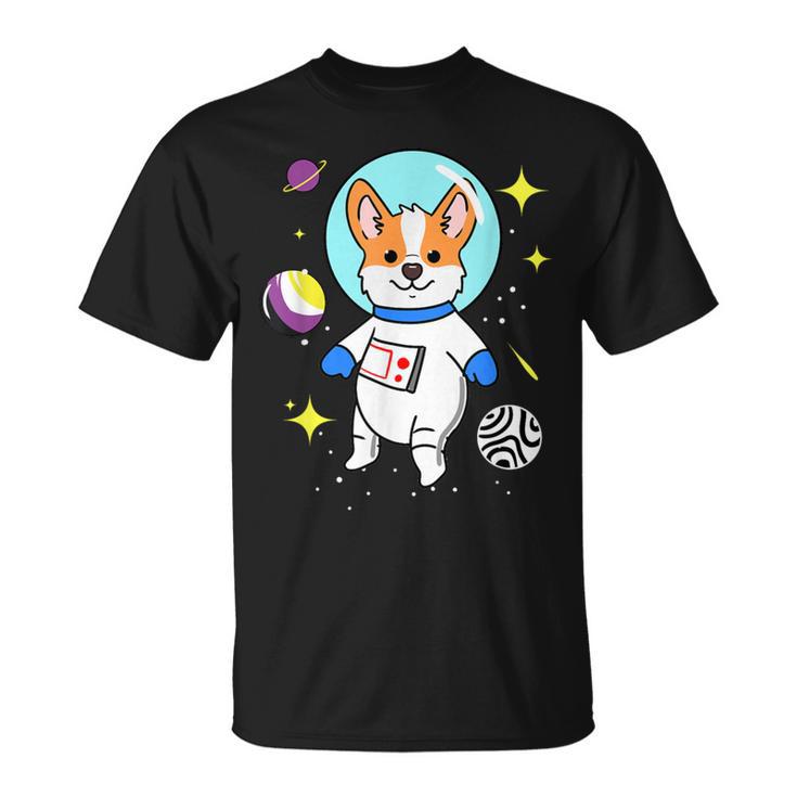 Nonbinary Corgi In Space Nonbinary Pride T-Shirt