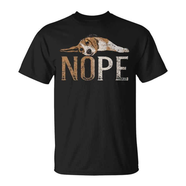 Nope Lazy Beagle Dog Puppy Pet Distressed T-Shirt