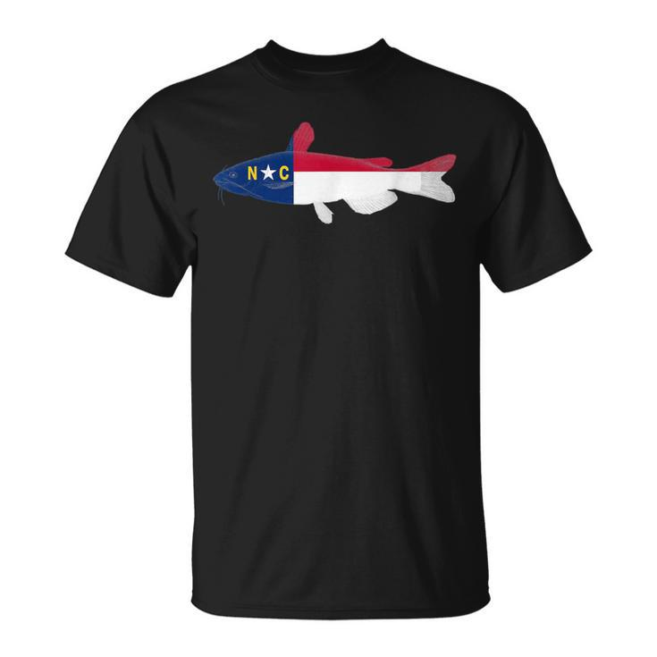North Carolina State Flag Catfish Fishing T-Shirt