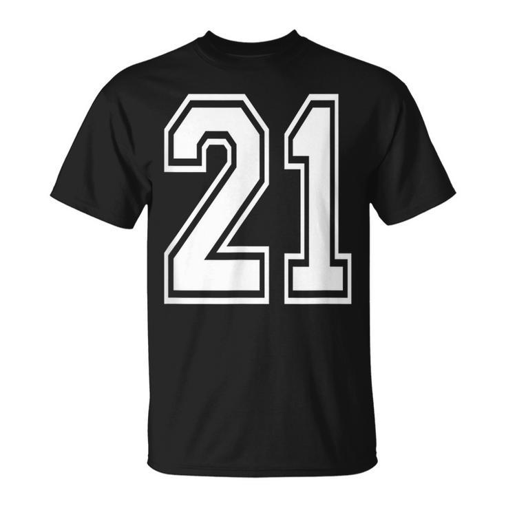 Number 21 Birthday Varsity Sports Team Jersey T-Shirt
