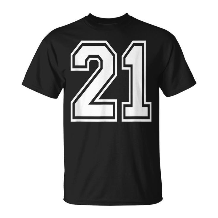 Number 21 Varsity Sports Team Jersey 21St Birthday 21 Years T-Shirt