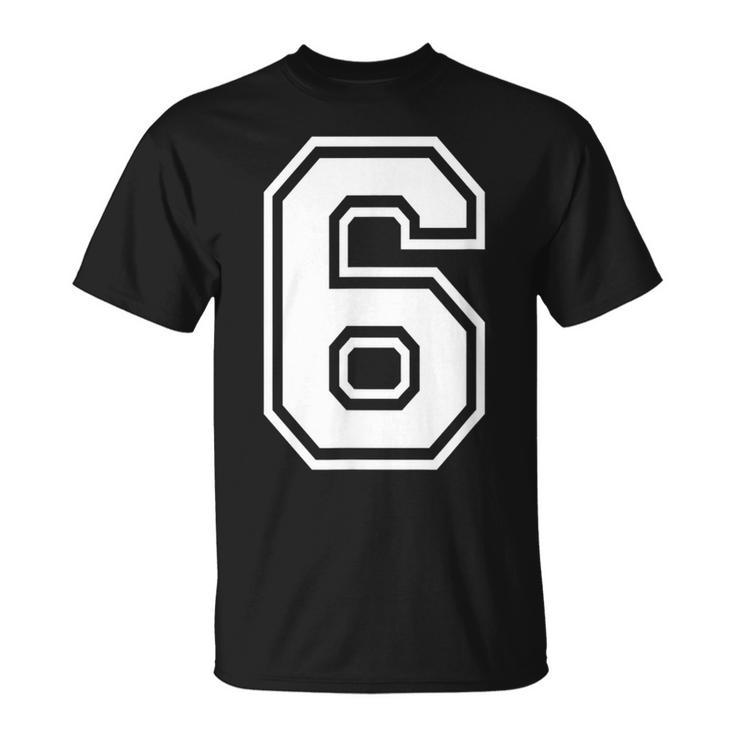 Number 6 Birthday Sports Player Team Numbered Jersey T-Shirt
