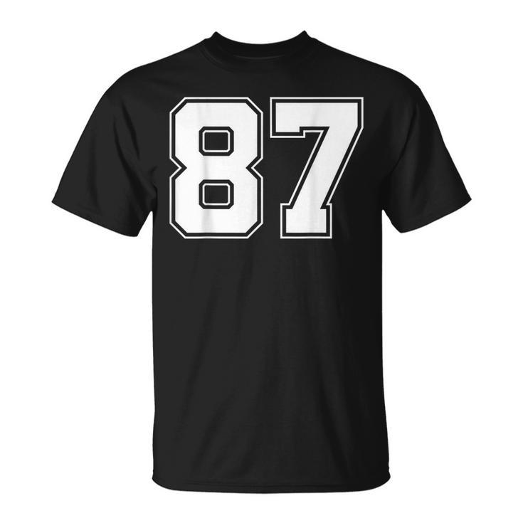 Number 87 Best Classic College American Varsity Style Font T-Shirt