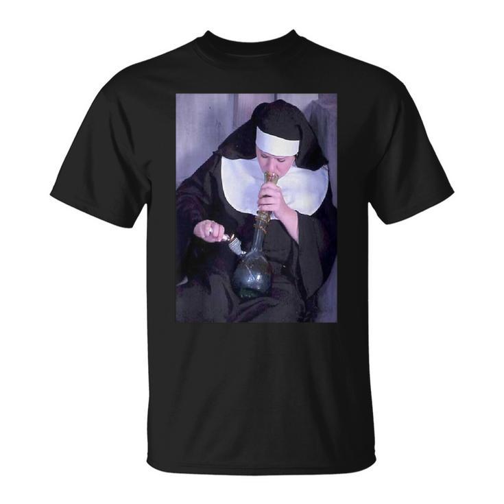 Nuns & Bongs Weed Drug Nun Smoking Nun T-Shirt