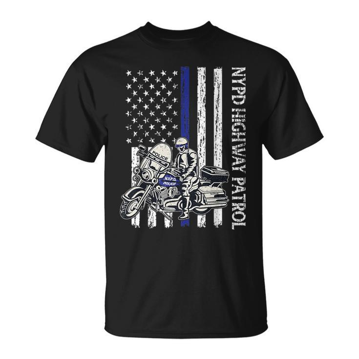 Nypd Highway Patrol Police Officer Law Enforcement Us Flag T-Shirt