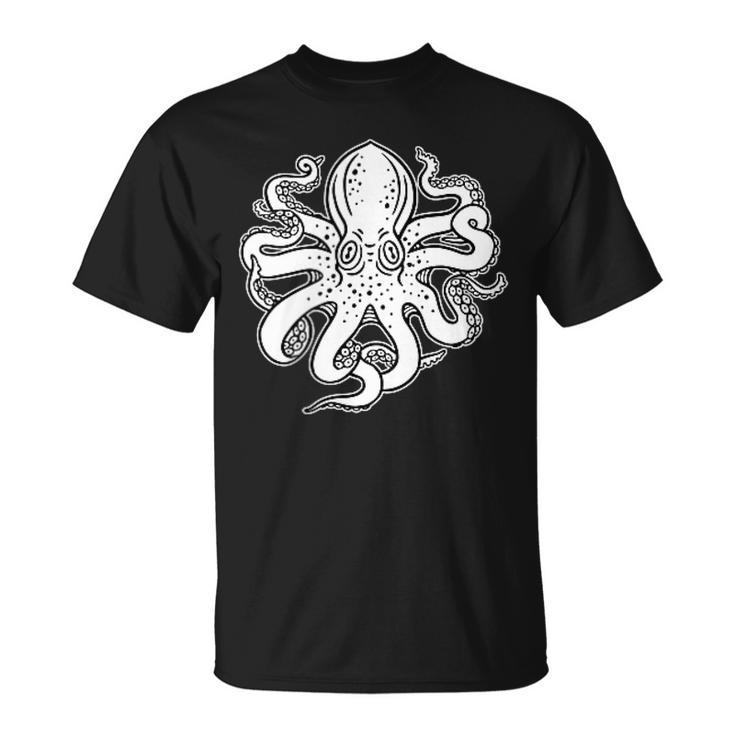 Octopus Old School Sailor Tattoo Clipper Ship And Swallows T-Shirt