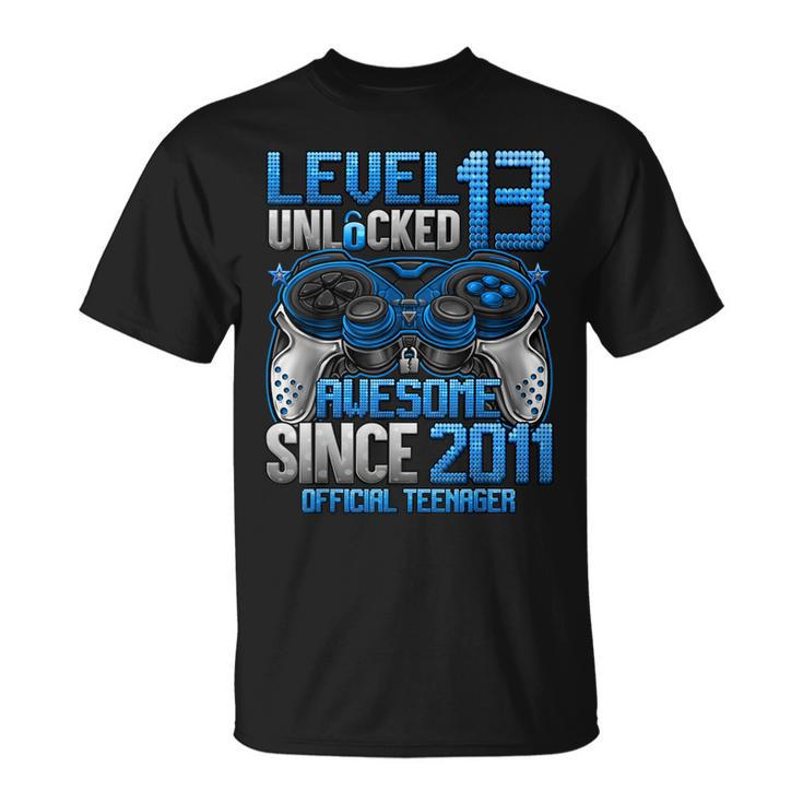 Official Nager Level 13 Unlocked 13Th Birthday Gaming T-Shirt