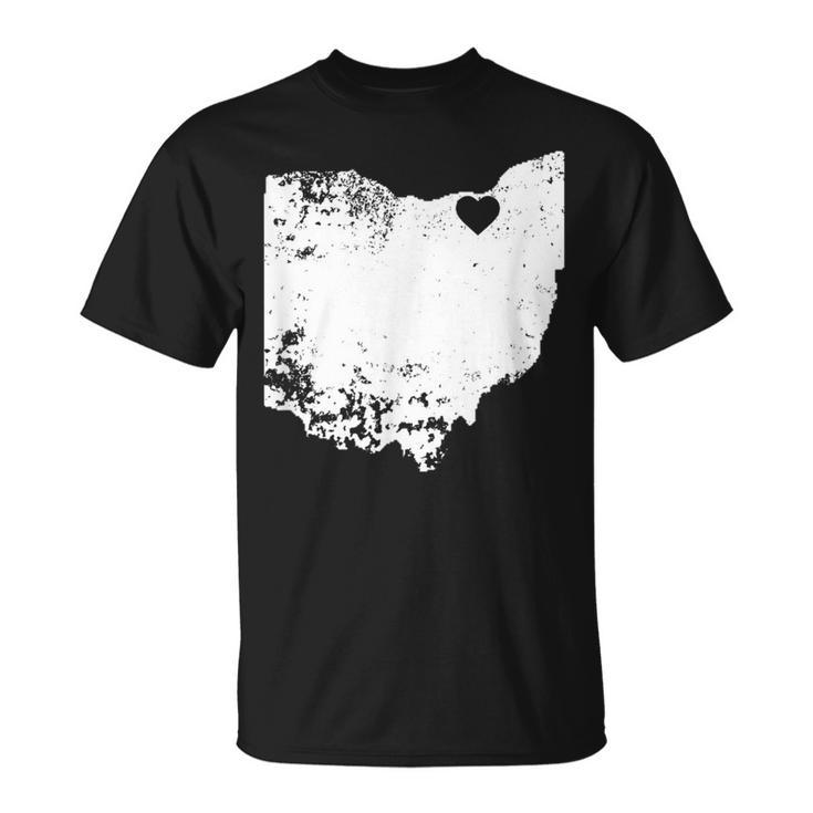 Ohio Love Cleveland Oh State Map Distressed T-Shirt