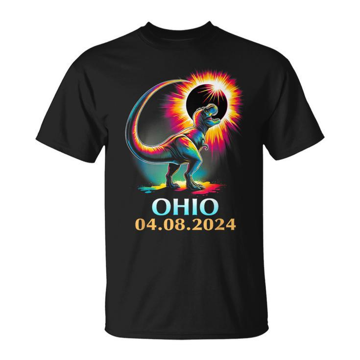 Ohio Totality Total Solar Eclipse 2024 T Rex Dinosaur T-Shirt