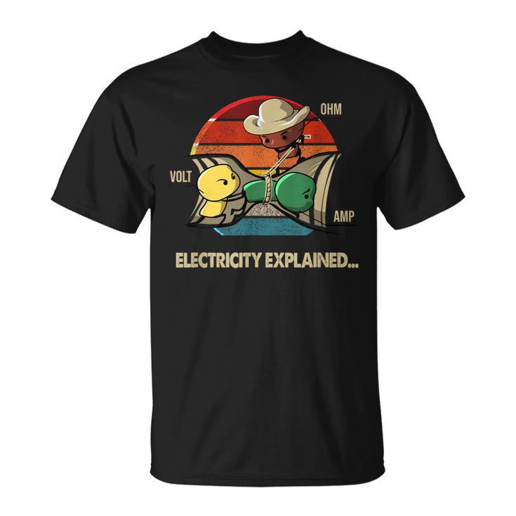 Ohm Volt Amp Electricity Explained Vintage Electrician Nerd T-Shirt