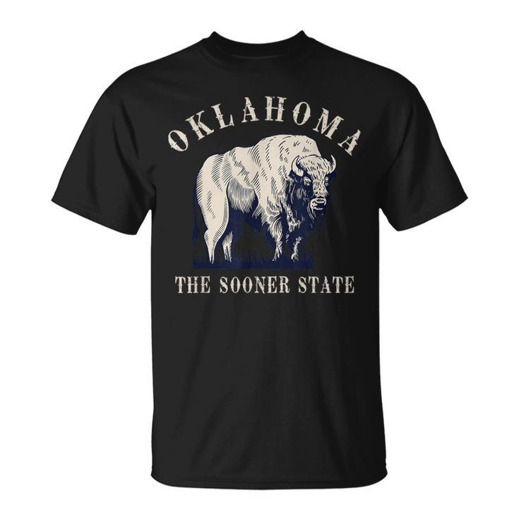 Oklahoma The Sooner State American Bison Buffalo Vintage T-Shirt