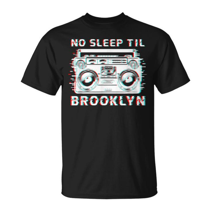Old School Portable Stereo Retro Music No Sleep Til Brooklyn T-Shirt