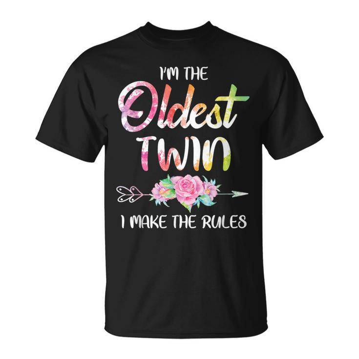 Oldest Twin Sibling Birthday Twins Matching T-Shirt