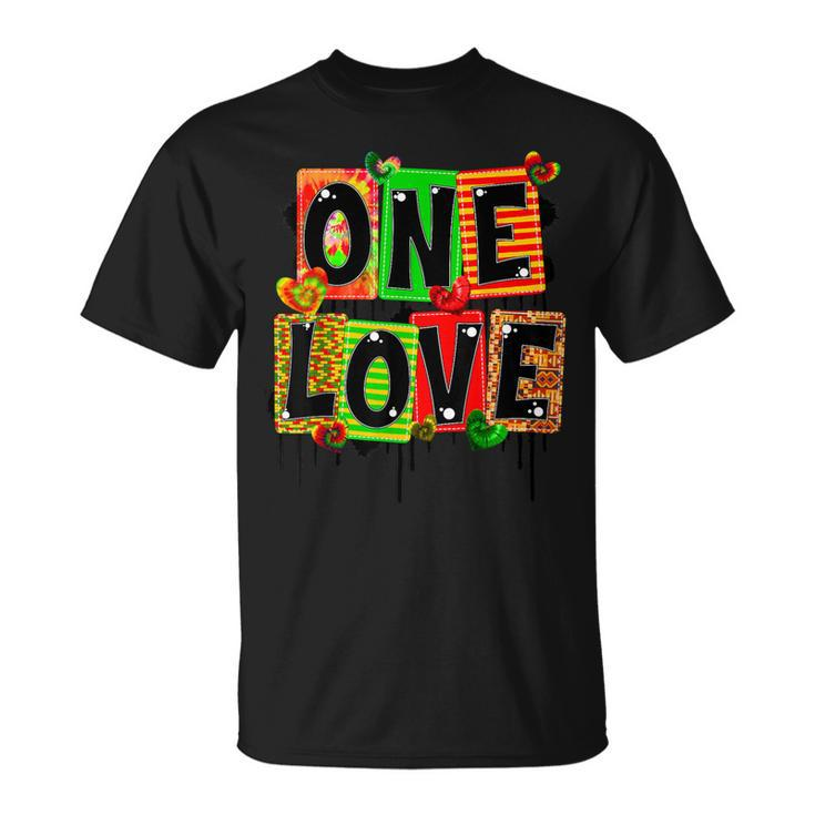 One Love Black History Month Pride African American Kente T-Shirt