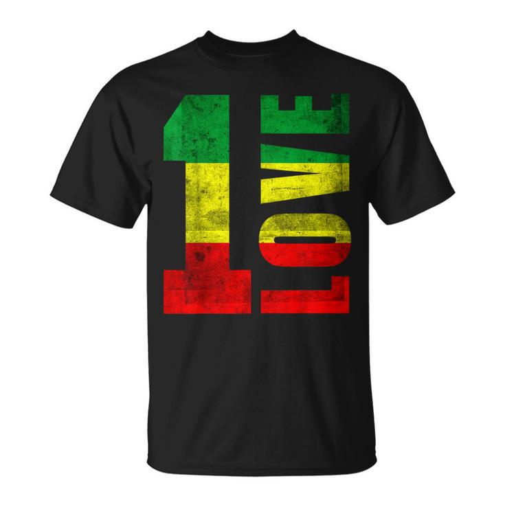 One Love Rasta Reggae Jamaican Pride Positivity Vintage T-Shirt