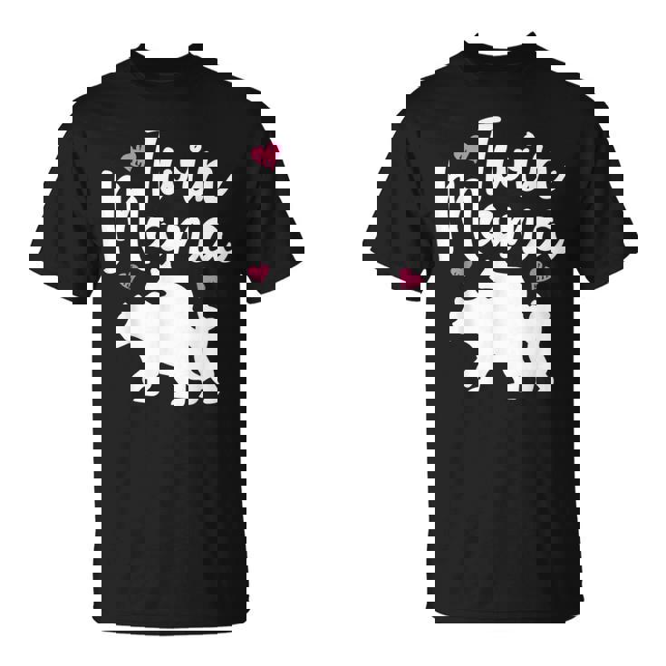 Oso Divertido Para El Día De La Madre Mamá Y Madre De Gemelos Camiseta unisex