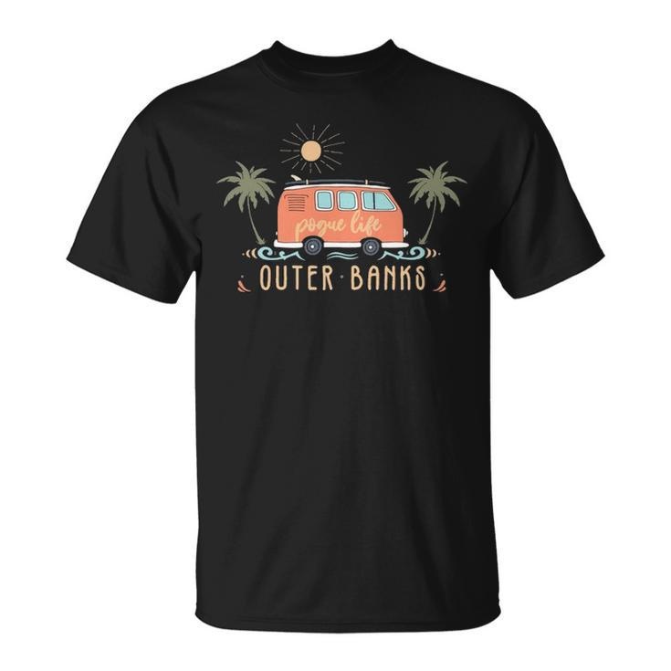 Outer Banks Dreaming Surfer Van Pogue Life Beach Palm Trees T-Shirt
