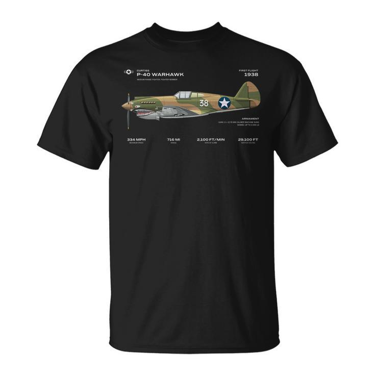 P-40 Warhawk Us Wwii Airplane Historic War Bird Fighter Bomb T-Shirt