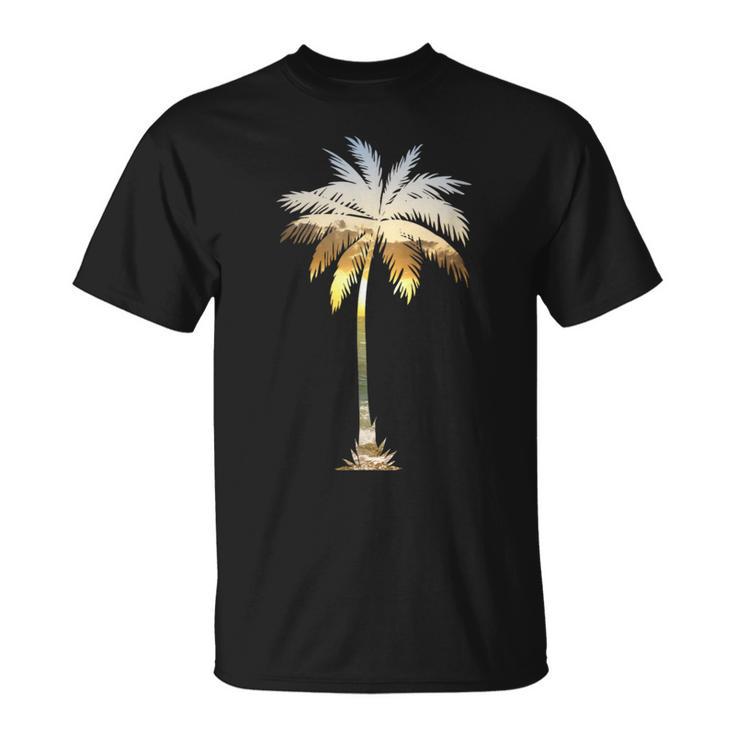 Palm Tree Silhouette Tropical California Beach I Live Life T-Shirt