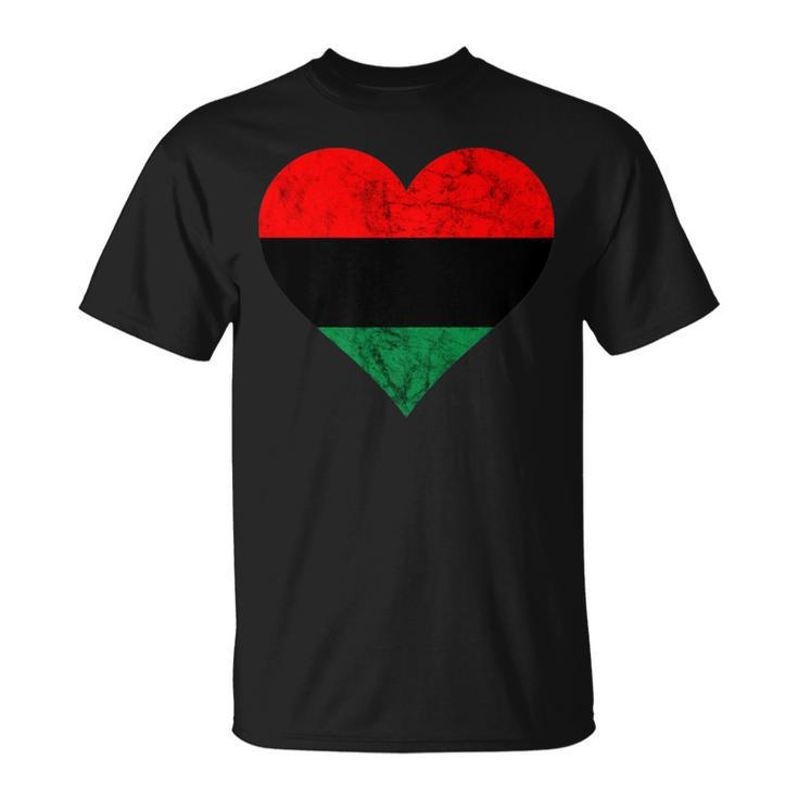 Pan African Heart Unia Flag Afro American Black Liberation T-Shirt