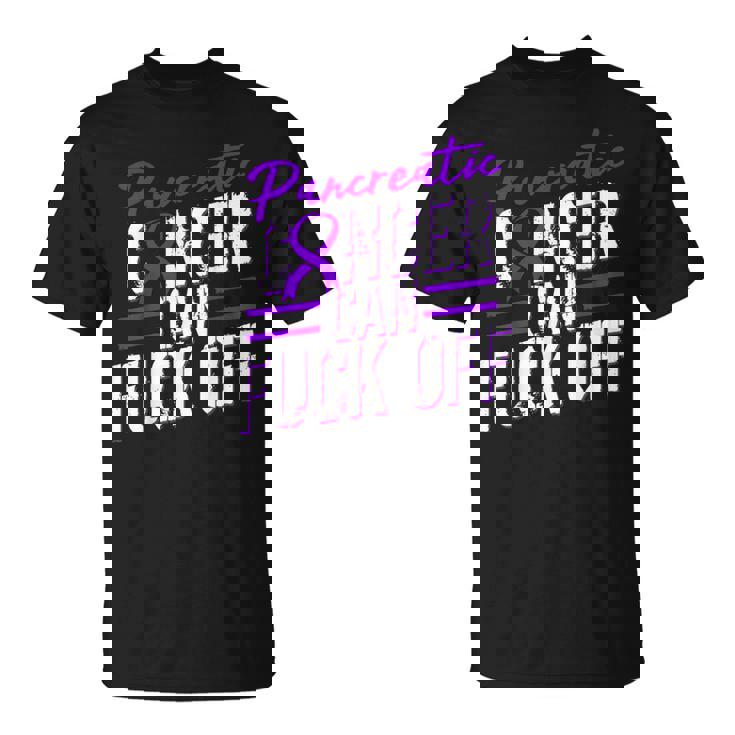 Pancreatic Cancer Fuck Off Purple Ribbon Support T-Shirt