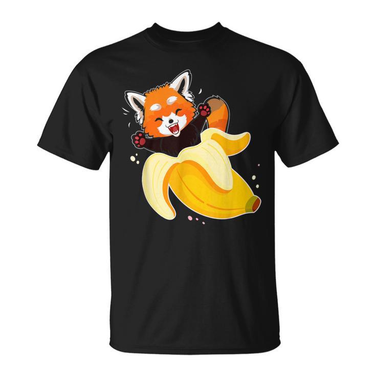 Panda Pajamas Red Panda In Banana Panda Bear Fruit Addicts T-Shirt