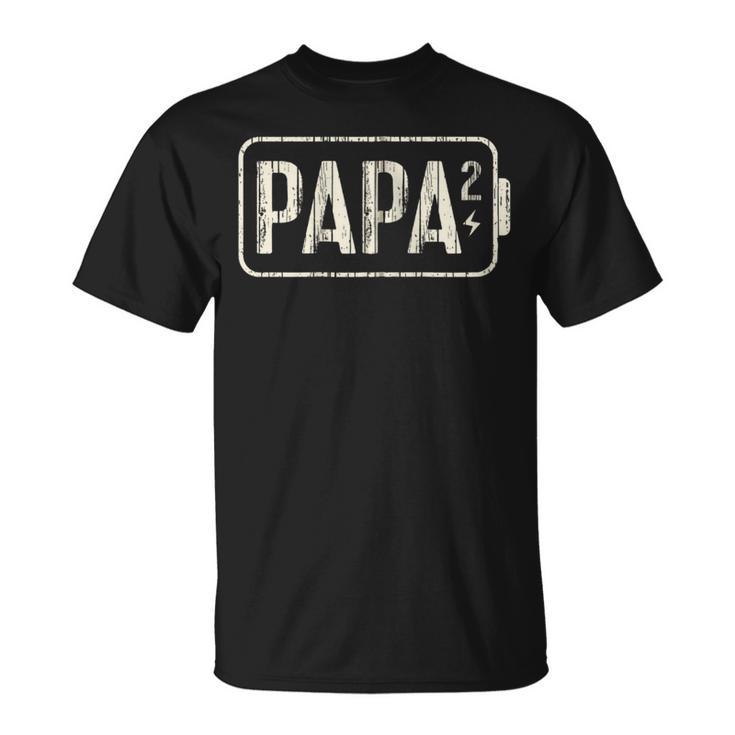 Papa 2 Kinder Lustig Zweifacher Papa Leere Akku Kapuzenjacke T-Shirt